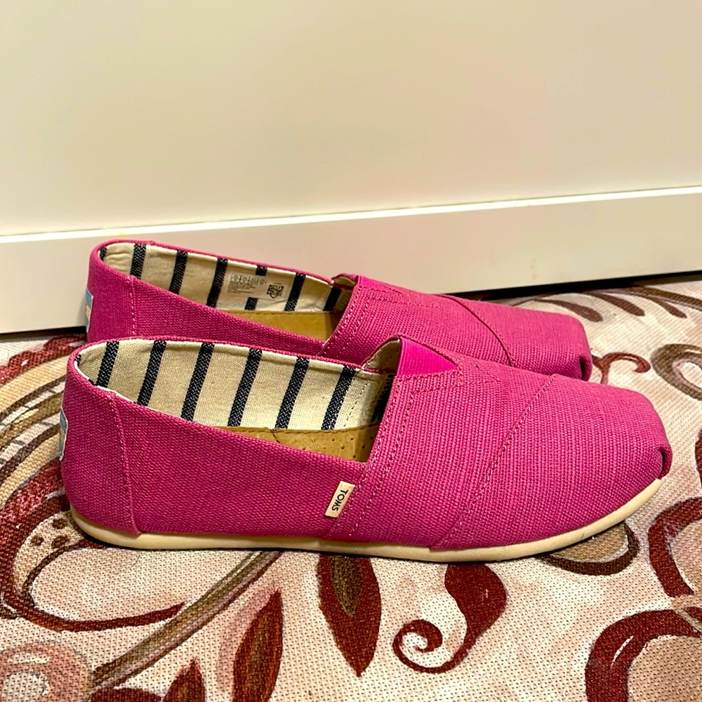 Toms Heritage Canvas Women's Alpargata 10017738 Raspberry Shoes Size 8 LIKE NEW